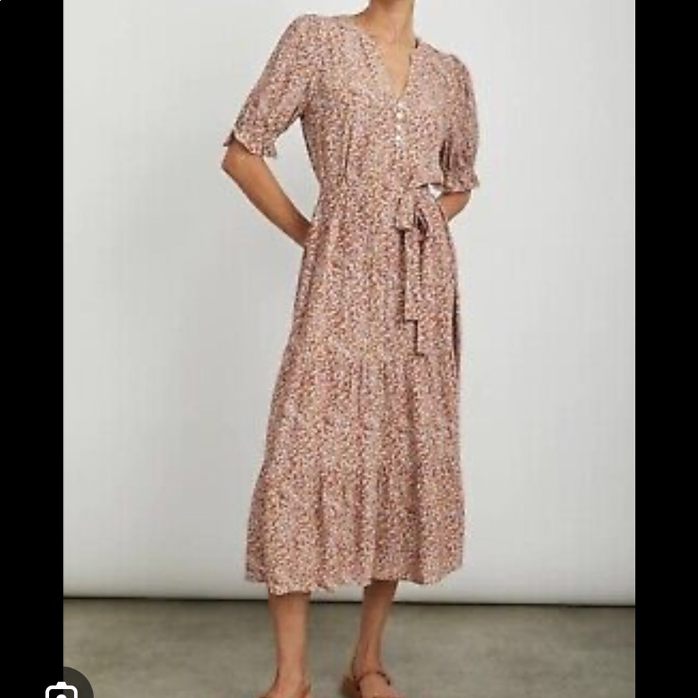 Rails Floral Midi Dress - Pink and White